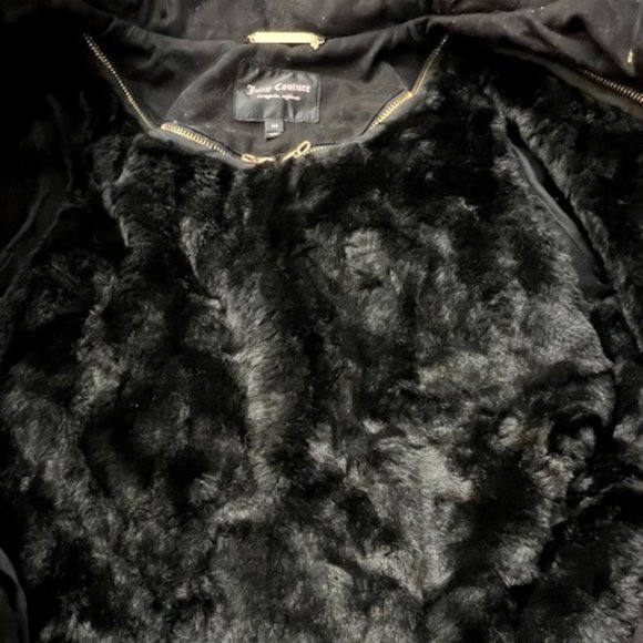 Juicy Couture Black Cotton Hooded Coat Jacket w/ Zipper Lining Women's - Picture 3 of 6